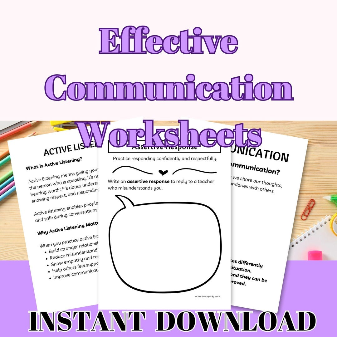 Effective Communication Worksheets for Teens Therapy PDF Printable - Etsy