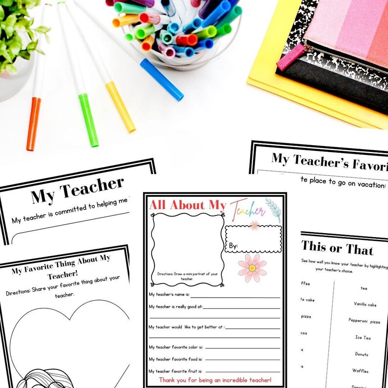 Images of all about me printable worksheets for students to get to know their teachers.