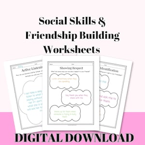 Friendship Worksheets For Kids, Building Social Skills, Relationships & Friendships, Cooling Off, Apologizing, Making Friends Printable
