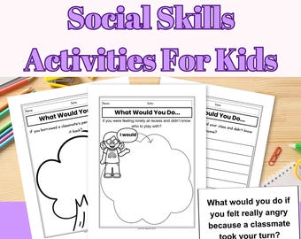 Social Skills Scenarios Worksheets for Kids and Teens Printable PDF Problem Solving Activities Role Play & Perspective Taking SEL Resource