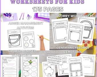 Emotional Regulation Worksheets For Kids Printables PDF - Identifying Feelings, Worry, Growth Mindset, Anger