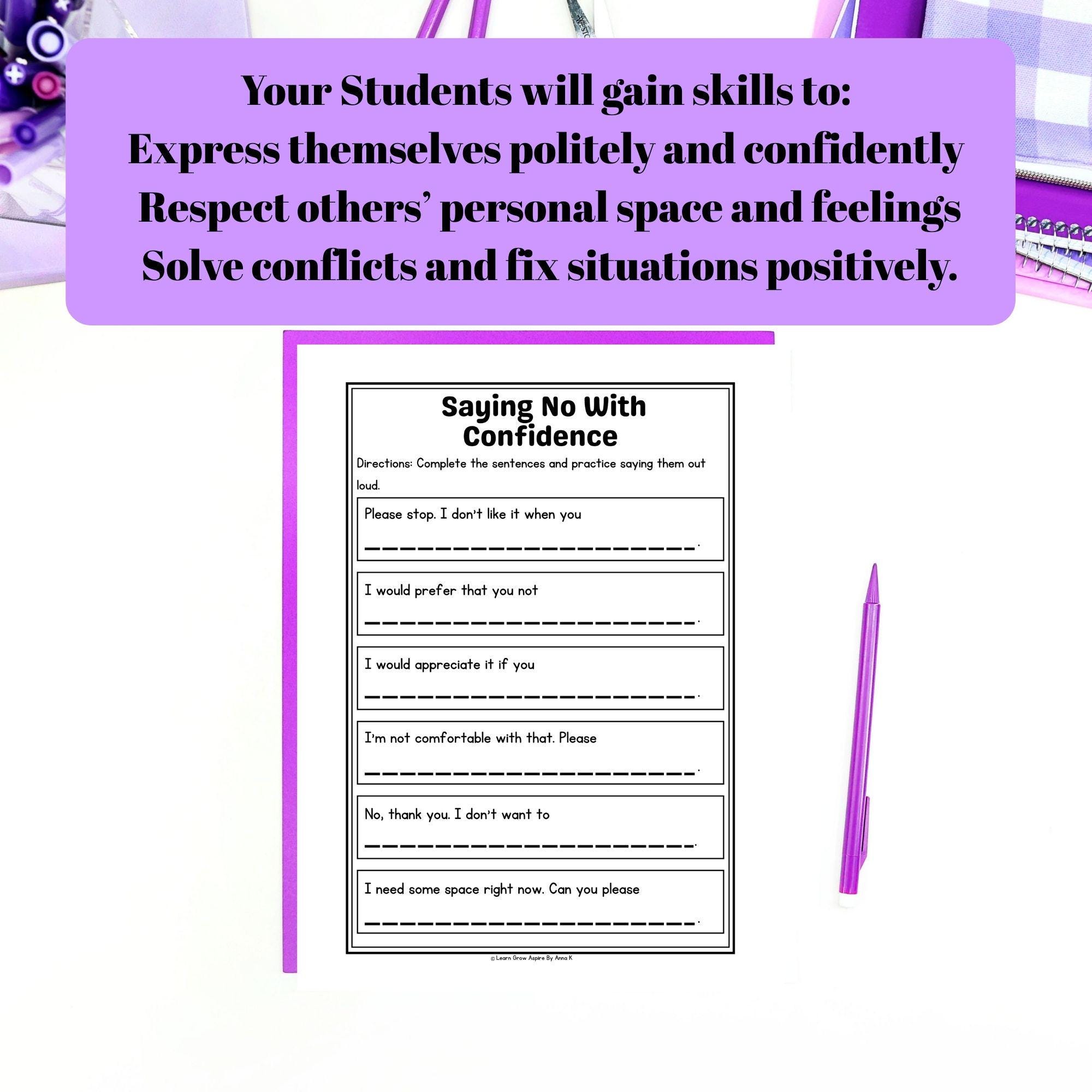 Personal Boundaries Worksheets for Kids Printable PDF Social Story ...
