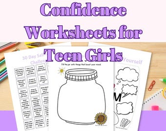 Teen Confidence Journal for Girls Printable, Self-Esteem Workbook Activities, Motivation & Self-Worth Reflection Prompts SEL Resource