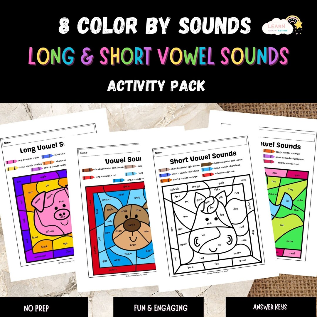 Long and Short Vowel Sounds Practice Worksheets Phonics - Etsy