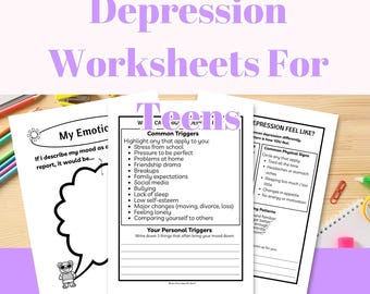 Capacités d'adaptation pour adolescents déprimés Activités de thérapie de la dépression pour adolescents Feuilles de travail sur l'estime de soi DBT Régulation émotionnelle pour adolescents CBT PDF