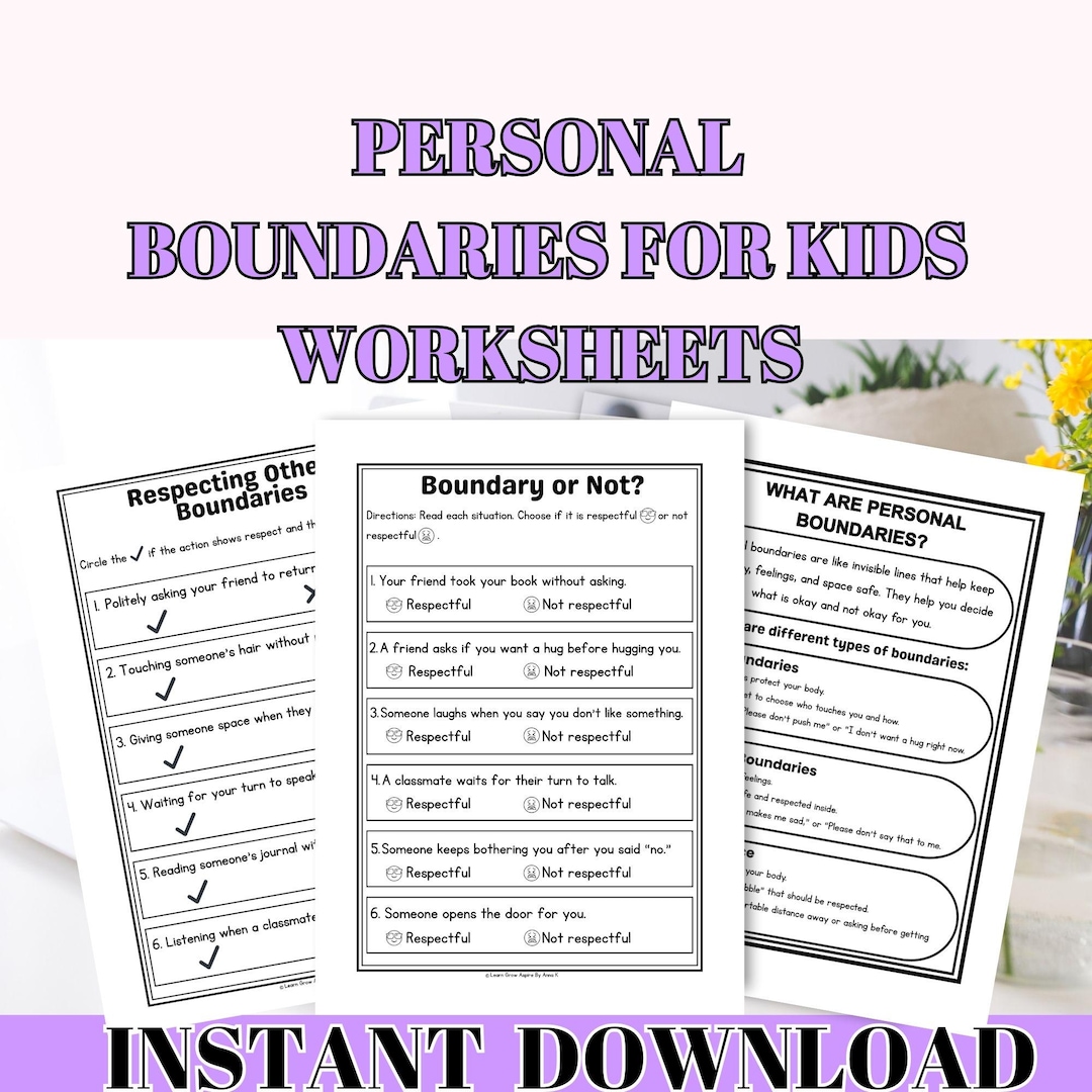 Personal Boundaries Worksheets for Kids Printable PDF Social Story ...