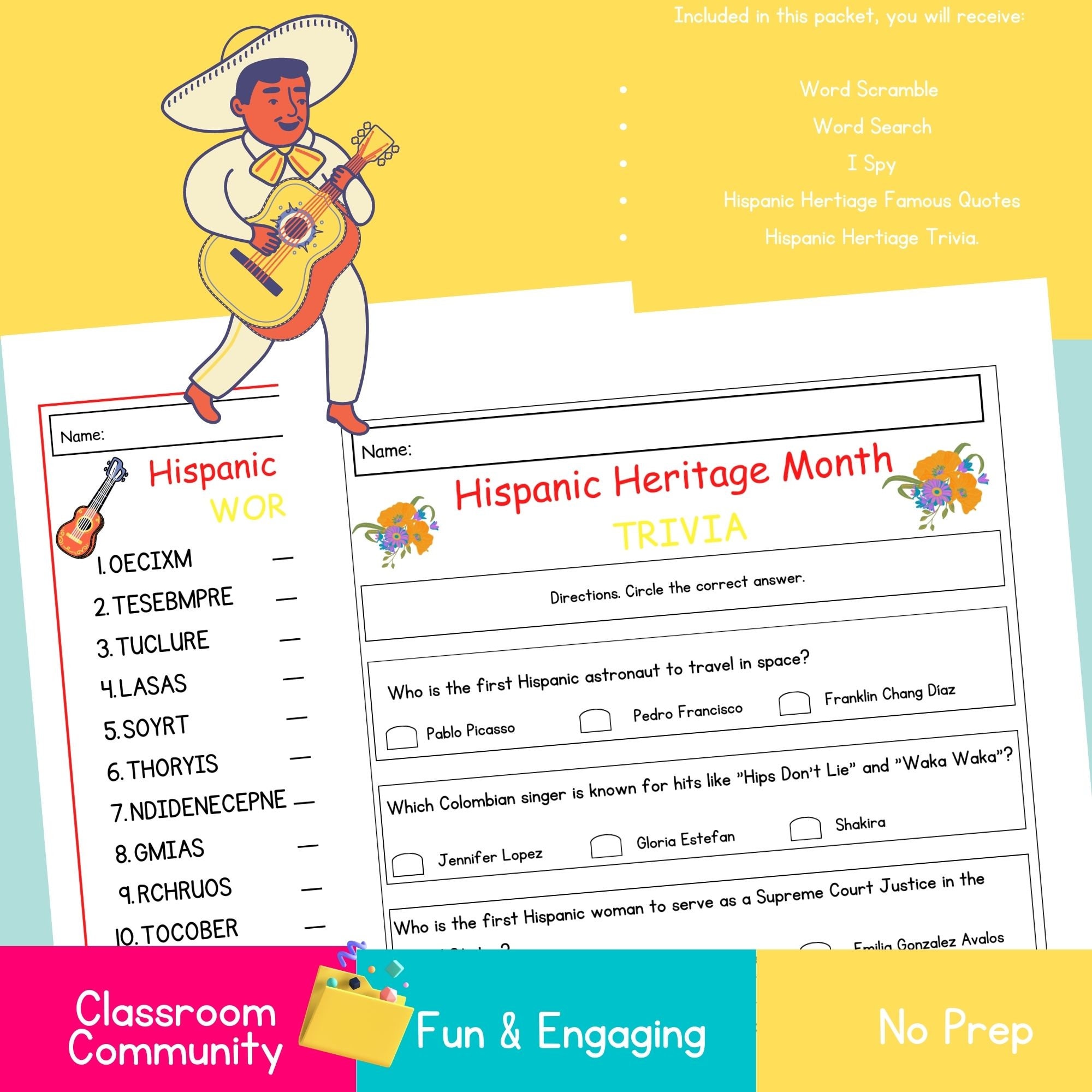 Hispanic Heritage Month Games, Hispanic Heritage Month Printable ...