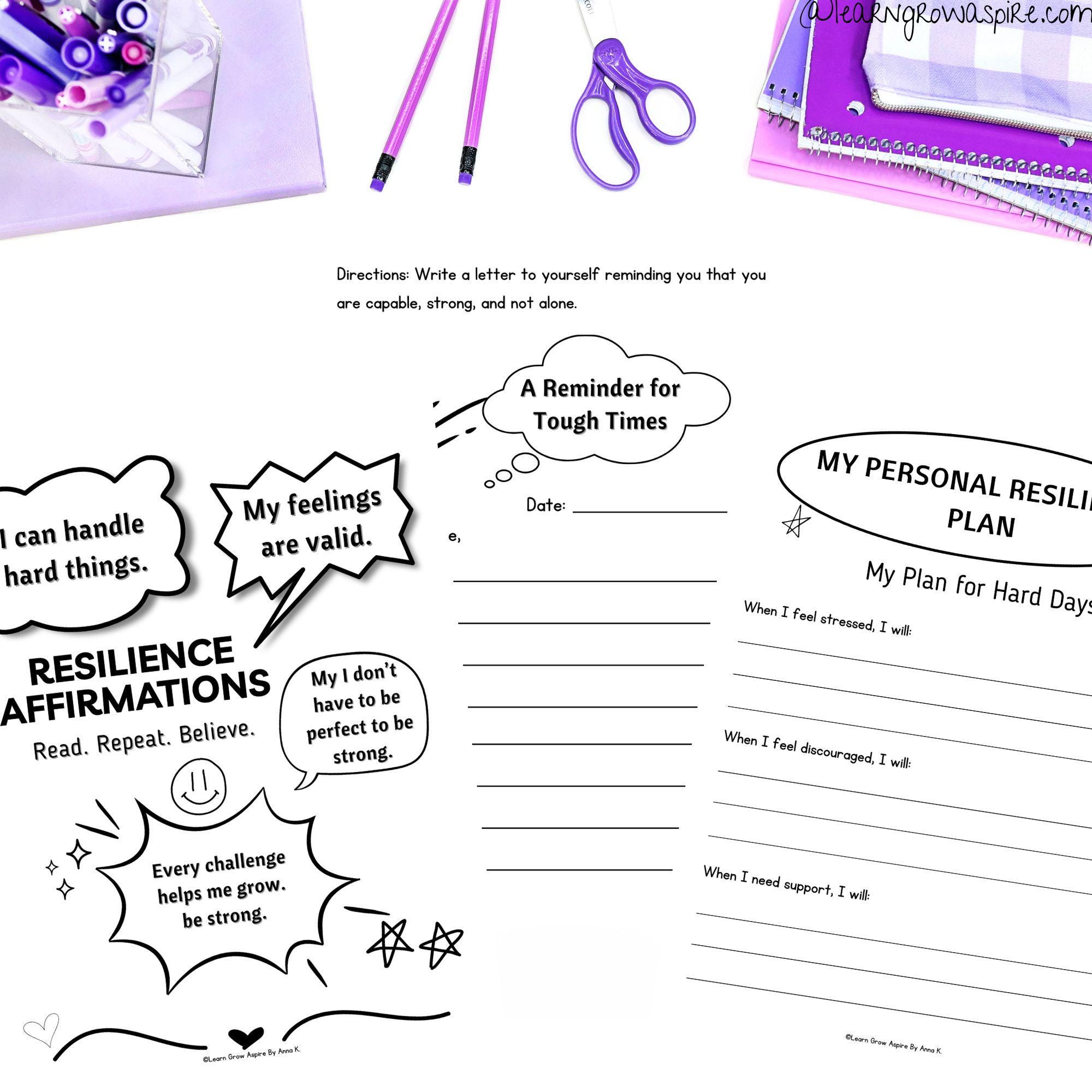 Resilience Worksheets for Teens Printable, Coping Skills Activities ...