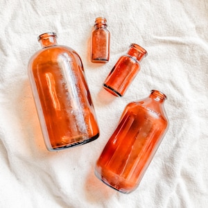 Vintage Amber glass apothecary jar set / amber jars / apothecary jars / dark academia decor / orange jars / amber glass / apothecary decor