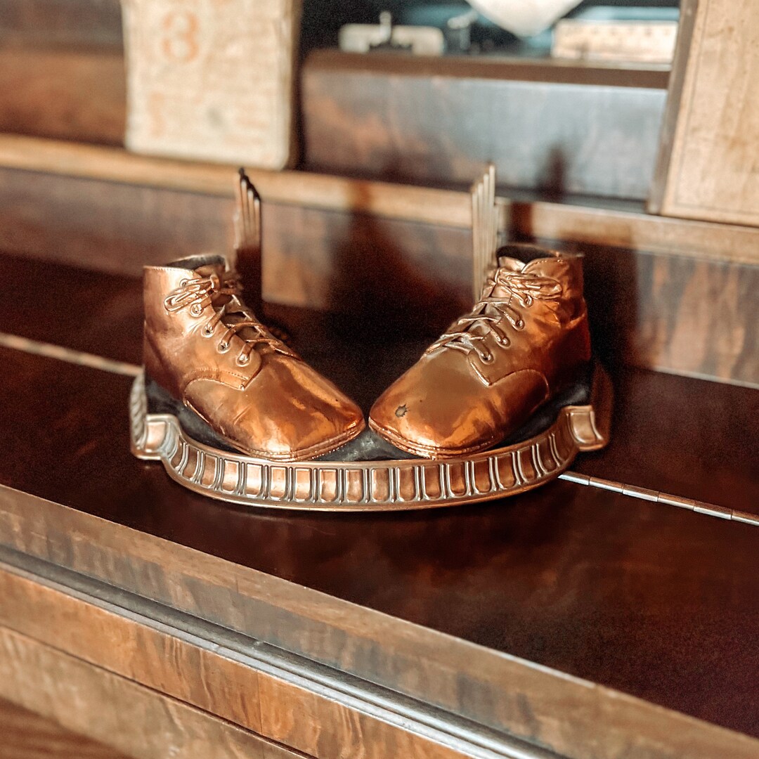60s Bronzed Baby Shoes on Plaque With Frame / Bronzed Shoes / Etsy