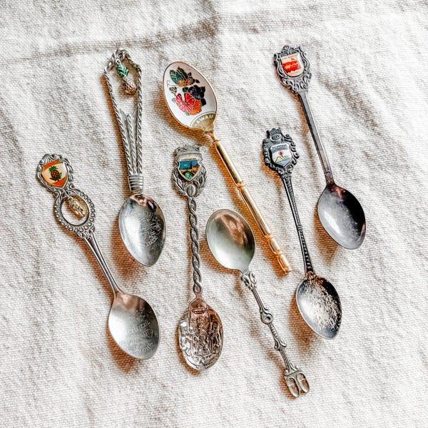 Vintage State Souvenir Spoon Set: Silver & Gold Collectible Tea Spoons