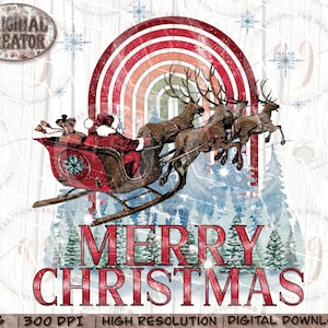 Merry Christmas Png | Retro Christmas Png | Santa Claus Png | Merry Christmas Png Digital Download