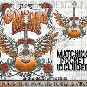 Country Music Guitar Png, Country Music Design, Trendy Png, Sublimation Png, Western Shirt Design Png, Western Design Png, Digital Download