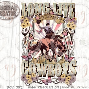 Western Png Long Live Cowboy Png / Cowboy Png / Sublimazione Western Png / Digital Png / Retro Western Png