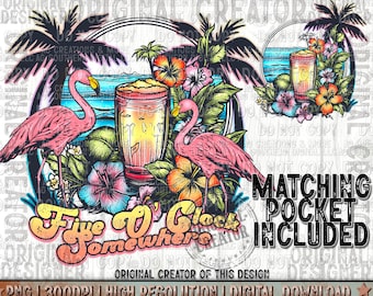 Summer Trendy PNG, 5 O Clock Somewhere Png, Print File for Sublimation png, Retro PNG, Hippie, Be Kind, Groovy png, Beach Designs, Vintage