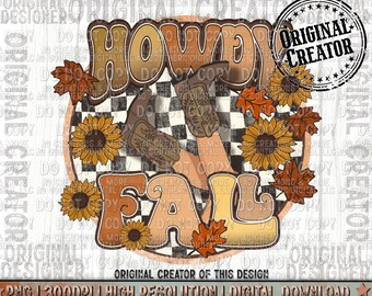 Western Png Howdy Fall Png | Western Retro Png | Sublimation Png | Fall Png | Western Png | Thanksgiving Fall Png | Retro Png