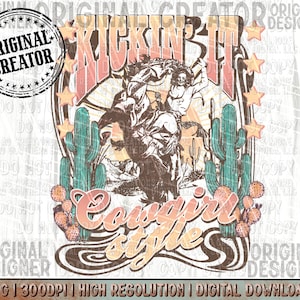 Western Cowgirl Png, Kickin&#39; It Cowgirl Style Png Pocket Set Western Sublimation Png, Western Shirt Design Png, Cowgirl Png, ORIGINAL CREATO