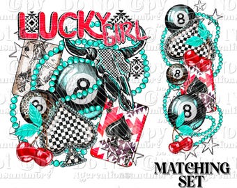 Lucky Girl Retro PNG, Design Ocidental, Design Moderno png, conjunto de mangas combinando png de colagem