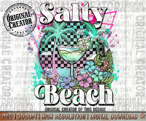 Retro Salty Beach Png, Trendy Png, Western Sublimation png, Digital Design png, Summer Design Png, Beach Vibes Png, Retro Png, Digital Png