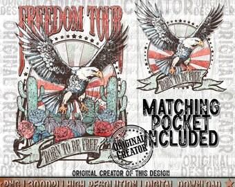 Western USA Png, American Born to be Free Freedom Tour Eagle Png, Western Sublimation Png, American Flag Png, Usa Design, Western Design Png