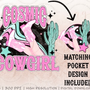 Western Cosmic Cowgirl Png | Western Retro Png | Western Png | Sublimation Png | Cowgirl Png | Digital Download Png