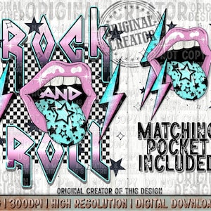 Rock and Roll Design,Pocket Set, Rolling Stone Mouth png, Rock and Roll png Digital Download Png, Sublimation Png, Country Western Shirt Png