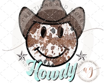 Western Retro Smiley face PNG | Shirt | Sublimation | Digital download