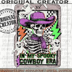 Western Halloween Spooky Skeleton Cowboy png, Western Halloween Png, Halloween png, Skeleton Png, Sublimation Png Design, Trendy Png