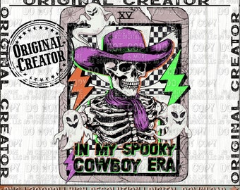 Western Halloween Spooky Skeleton Cowboy png, Western Halloween Png, Halloween png, Skeleton Png, Sublimation Png Design, Trendy Png