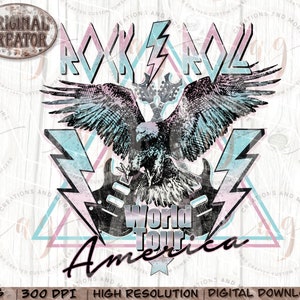 Rock N Roll Png | Vintage Sublimations Png | Sublimation Png | Rock and Roll Shirt Design, Sublimation Downloads