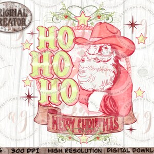 Western Weihnachten Png | Cowboy Santa Png | Frohe Weihnachten Png | Ho Ho Ho png | Country Western Weihnachten Png | Retro Weihnachten Png