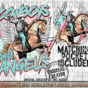 Retro Western Cowboys and angels Png, Trendy Png, Western Sublimation Png, Western Design Png, Western Retro Cowgirl Png, Retro Cowboy Png