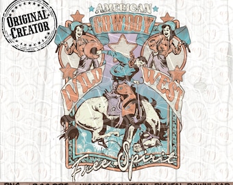 Western Png Vintage Rodeo Dziki Zachód Wolny Duch Png | Sublimacja Png | Western Png | Boho Png | Cowboy Png | Rodeo Png