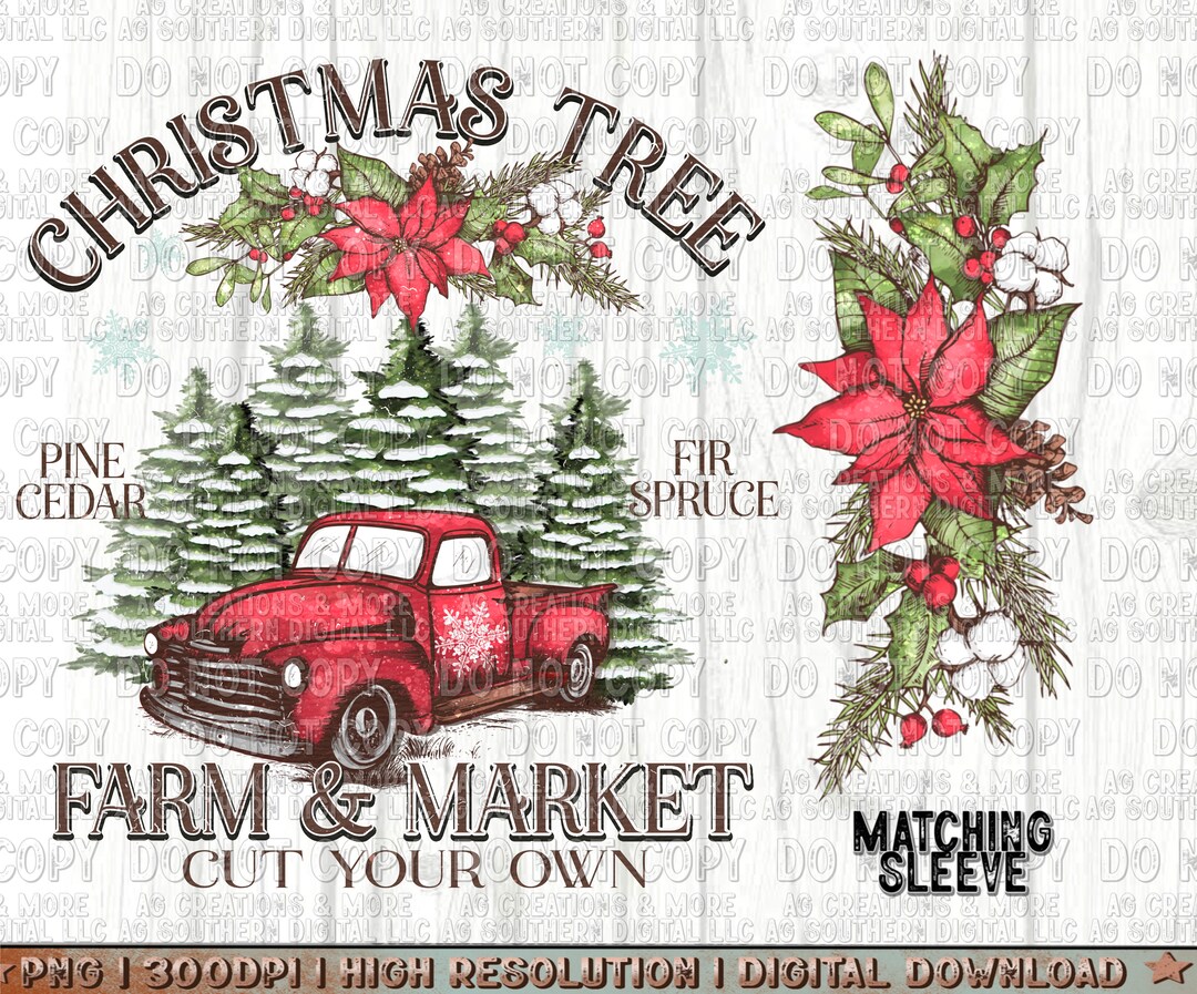 Christmas Tree Farm & Market Png Sleeve, Trendy Png, Sublimation Png