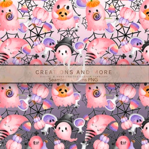 Halloween Retro Seamless Pattern Cute Ghost PNG | Digital File | Digital Download