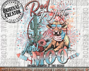 America Red White and Moo PNG sublimation Design Download, red, white and blue png, Independence Day png, Fourth of July