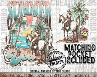 Retro Sommer Vibes Cowgirl Png, Sommer Strand Sublimation Png, Sommer Shirt Design Png, Trendy Strand Design Png, Sommer Design Png