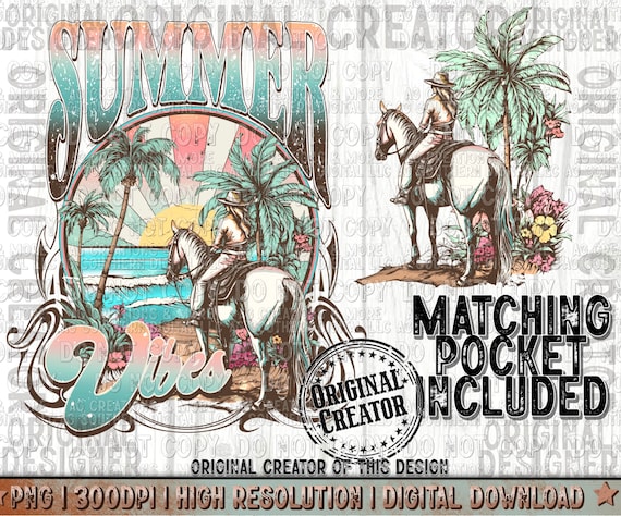 Retro Summer Vibes Cowgirl Png, Summer Beach Sublimation Png, Summer Shirt Design Png, Trendy Beach Design Png, Summer Design Png