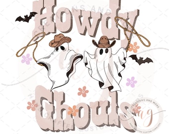 Western Halloween Retro Fantasma Olá Ghouls PNG | Download Digital | Sublimação PNG | PNG assustador
