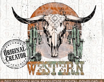 Western Boho Png, Boho Skull Png Western Sublimation Png, Western Shirt Design Png, Western Design Png, Digital Download ORIGINAL CREATOR