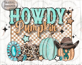 Western Halloween Howdy Pumpkin Png | Western Retro Png | Western Png | Fall Png | Pumpkin Png | Sublimation Png Design | Png
