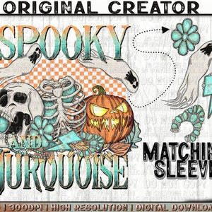 Halloween Spooky and Turquoise Png, Halloween png, Skeleton Png, Sublimation Png Design, Trendy Png, Trendy Halloween ORIGINAL CREATOR