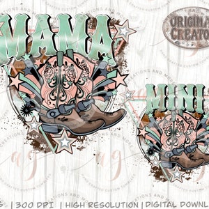 Western Png Mama and Mini Png | Western Mama Png | Mama Png | Cowgirl Boots Png | Mama and Mini Bundle Png