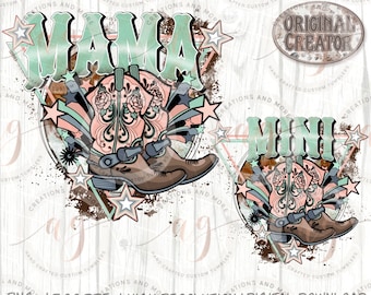 Western Png Mama and Mini Png | Western Mama Png | Mama Png | Cowgirl Boots Png | Mama and Mini Bundle Png