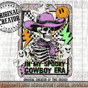 Western Halloween Spooky Skeleton Cowboy png, Western Halloween Png, Halloween png, Skeleton Png, Sublimation Png Design, Trendy Png