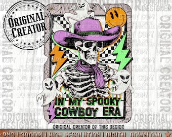 Western Halloween Spooky Skeleton Cowboy png, Western Halloween Png, Halloween png, Skeleton Png, Sublimation Png Design, Trendy Png