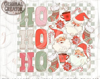 Navidad Png Ho Ho Ho Santa Png / Retro Navidad Png / Sublimación png / Temporada de vacaciones Png / Vintage Santa Png / Navidad Png