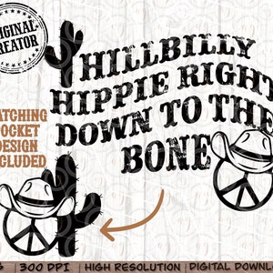 Western Png, Einfarbig, Hillbilly Hippie Right To the Bone Png Bundle Taschen Set, Western, Png, Country Western Shirt Design
