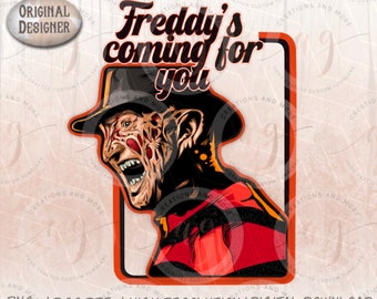 Halloween PNG Freddy viene por ti PNG / Halloween Horror Png / Freddy Png / Retro Vintage Halloween / Película de terror