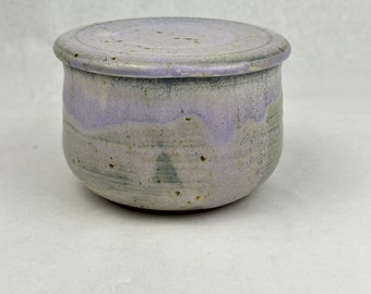 Cute Trinket Dish Unique Modern Studio Art Pottery Lidded Jar Lavender Purpose Glazed